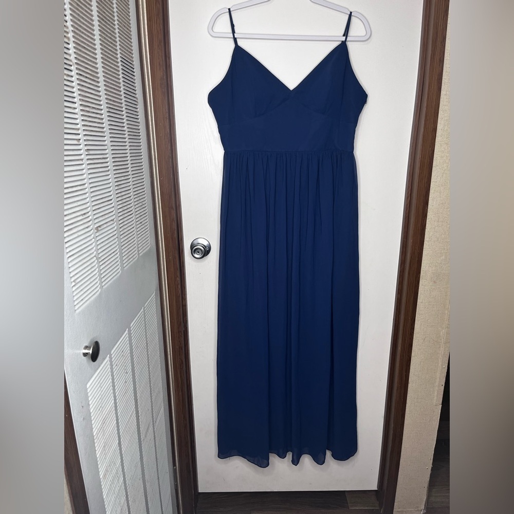 Bisou Bisou Blue Pleated Maxi Dress Spaghetti Strap